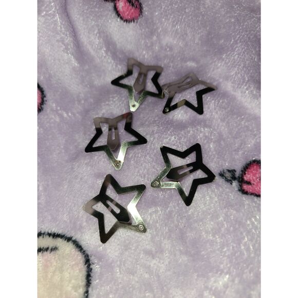 5 Silver Metal Gothic Star Hairclips Hair Accessory Girly Cutecore Alternative - Picture 4 of 5